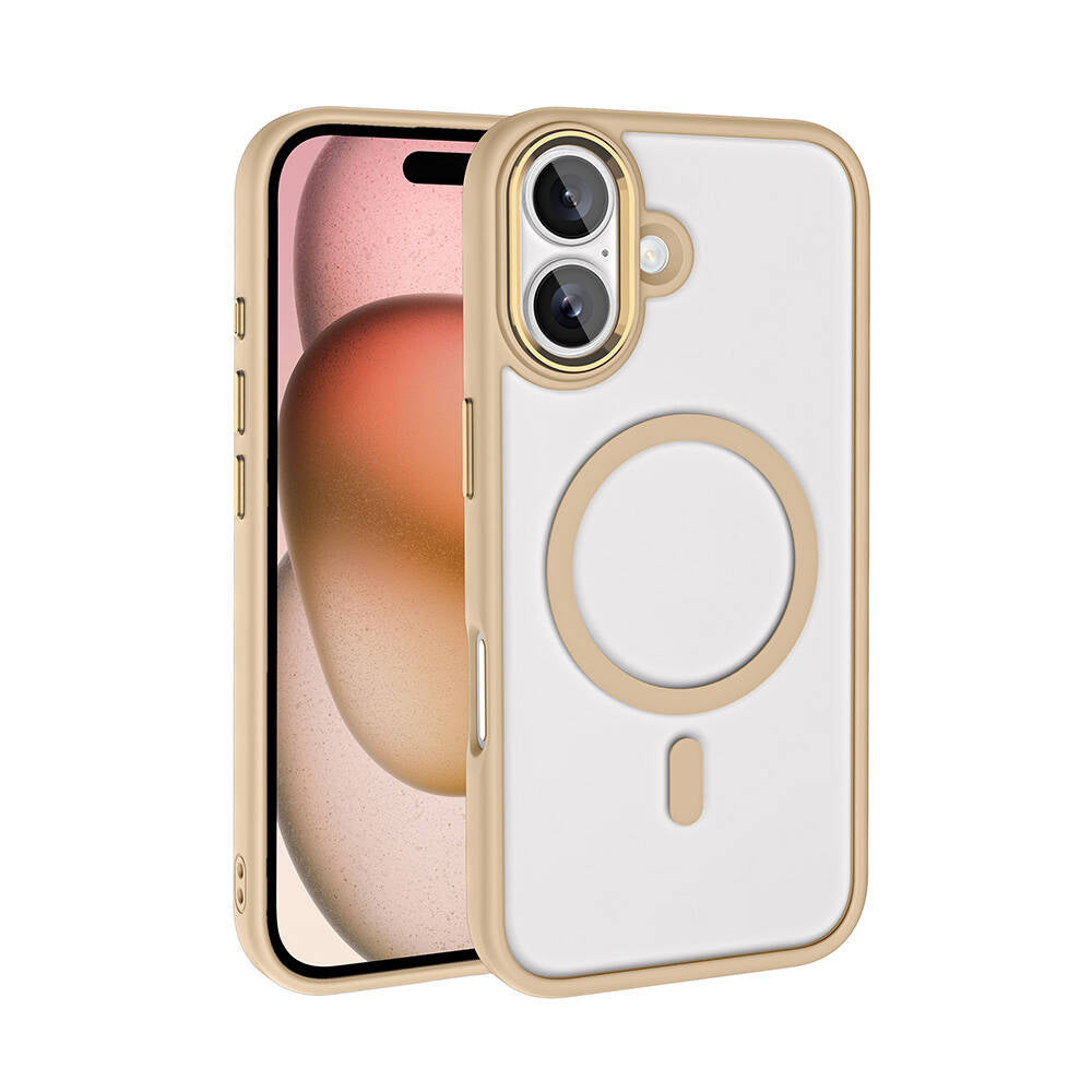 Apple iPhone 16 Plus Kılıf Wireless Şarj Özellikli Zore Krom Magsafe Silikon Kapak Mavi