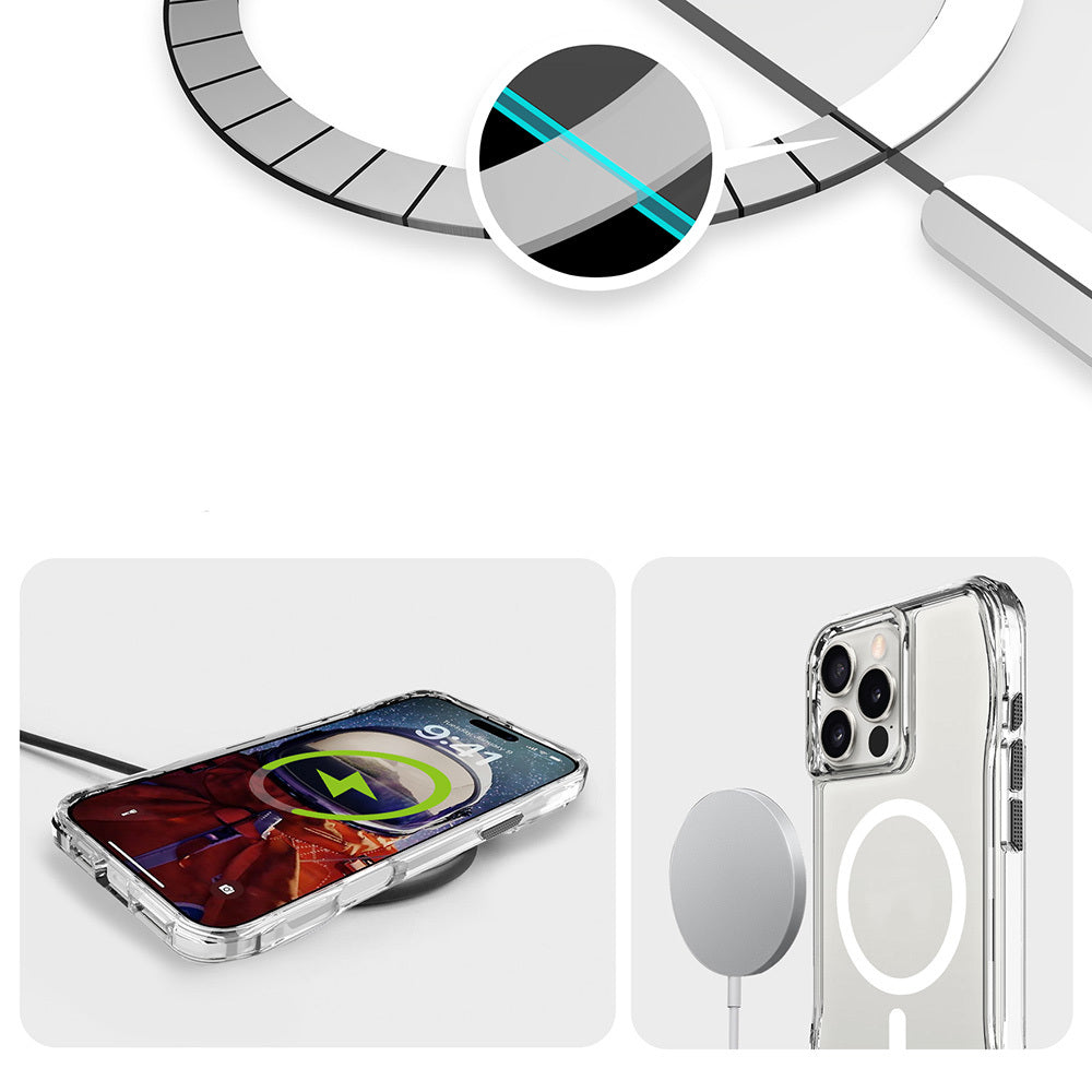 Apple iPhone 16 Pro Kılıf Magsafe Şarj Özellikli Airbagli Şeffaf Zore İncek Kapak Şeffaf