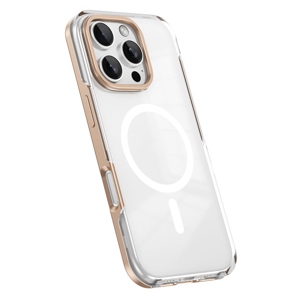 Apple iPhone 16 Pro Kılıf Magsafe Şarj Özellikli Çıkarılabilir Arka Yüzeyli Zore Polar Kapak Gold