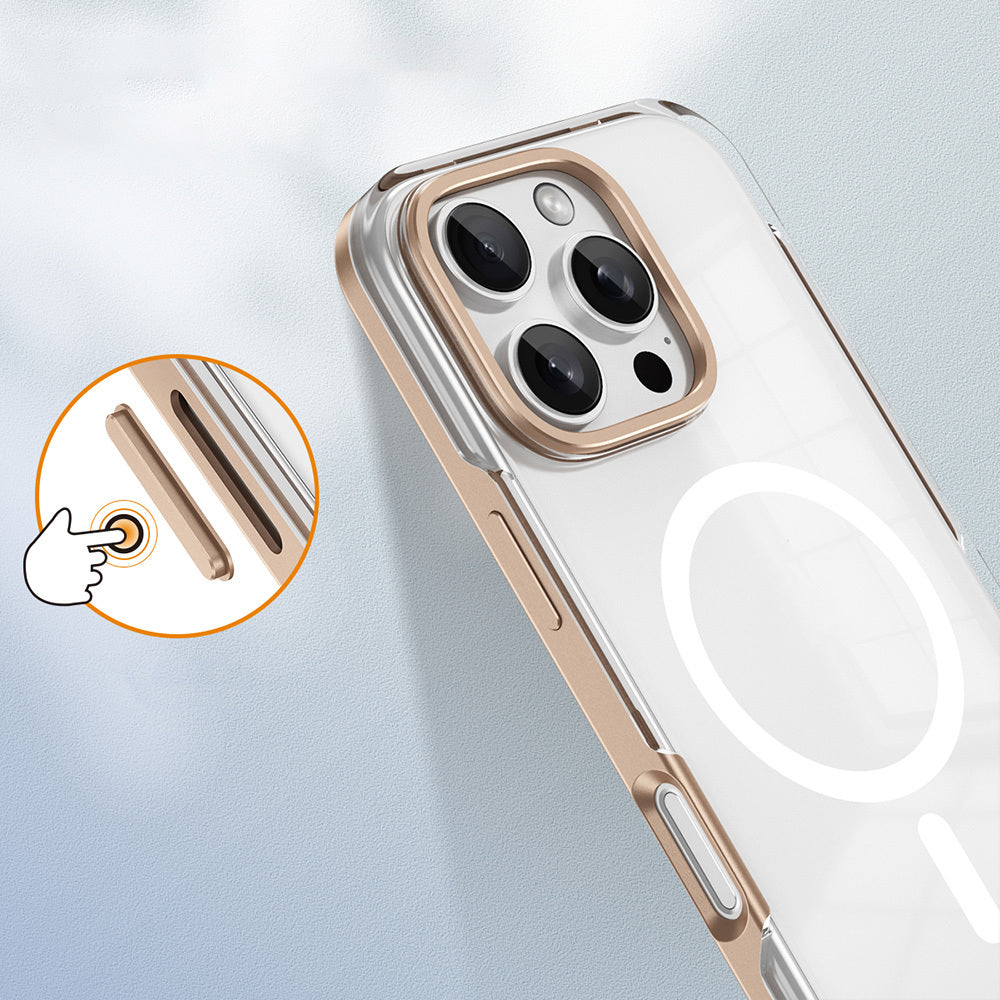 Apple iPhone 16 Pro Kılıf Magsafe Şarj Özellikli Çıkarılabilir Arka Yüzeyli Zore Polar Kapak Gold