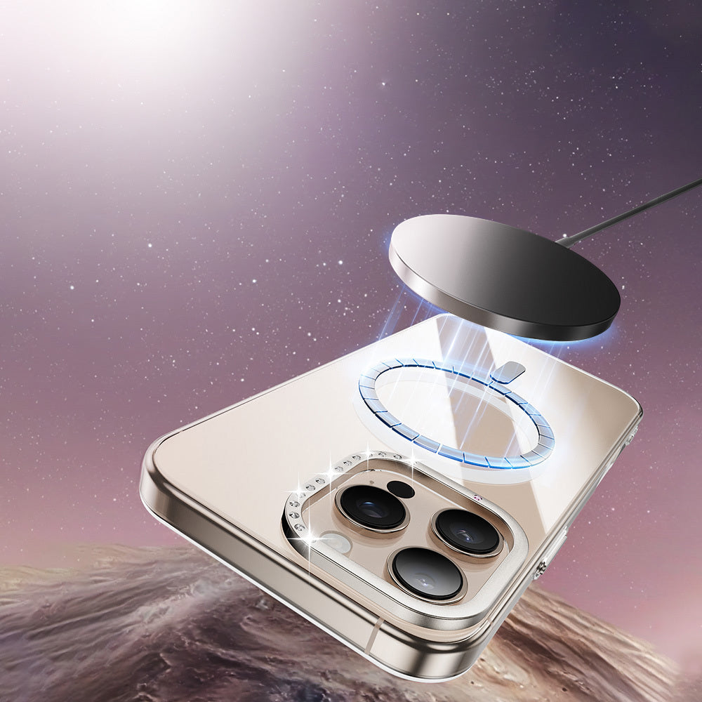 Apple iPhone 16 Pro Kılıf Magsafe Şarj Özellikli Kamera Standlı Zore Estop Kapak Şeffaf