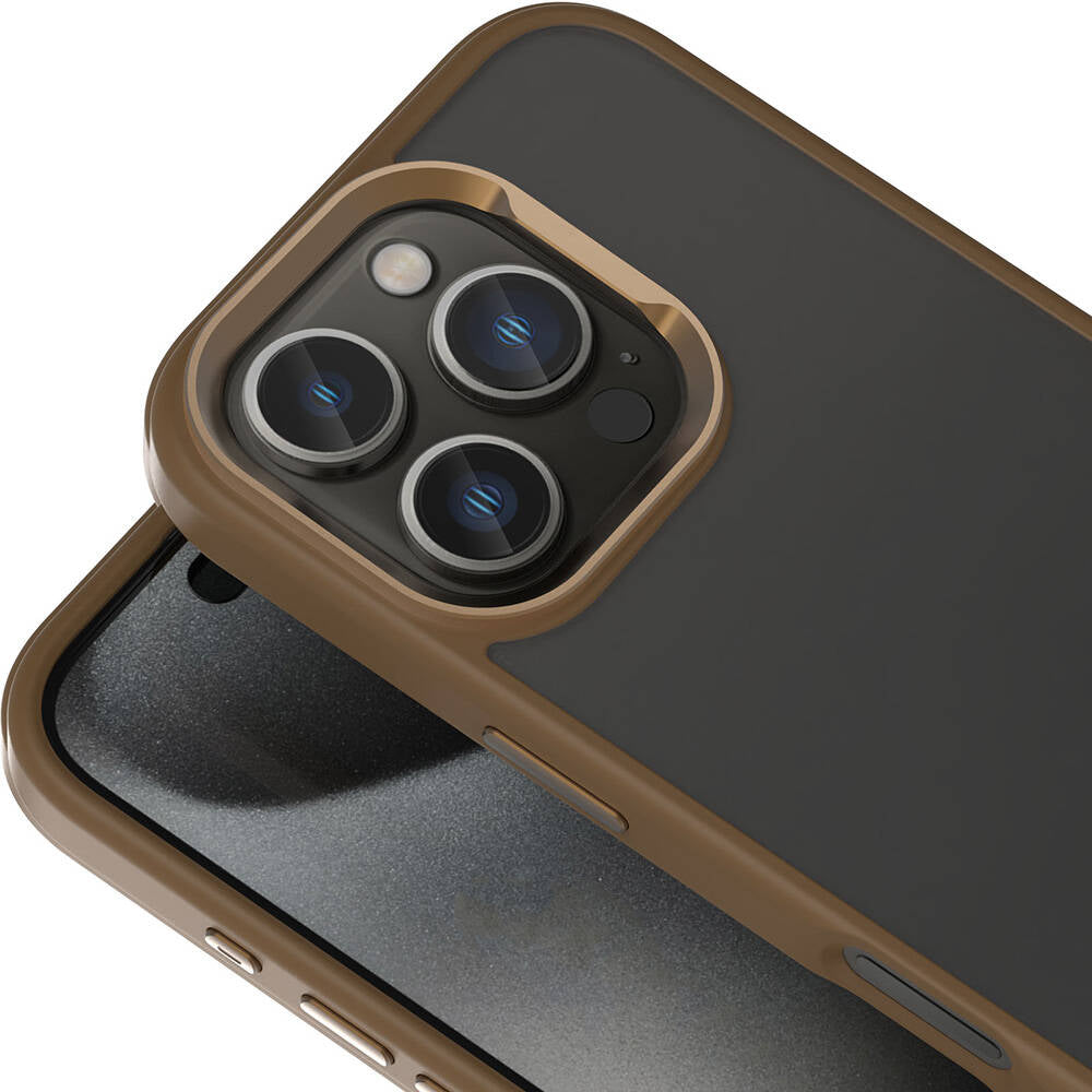 Apple iPhone 16 Pro Kılıf Magsafe Şarj Özellikli Parlak Kamera Çerçeveli Zore Kost Kapak Rose Brown