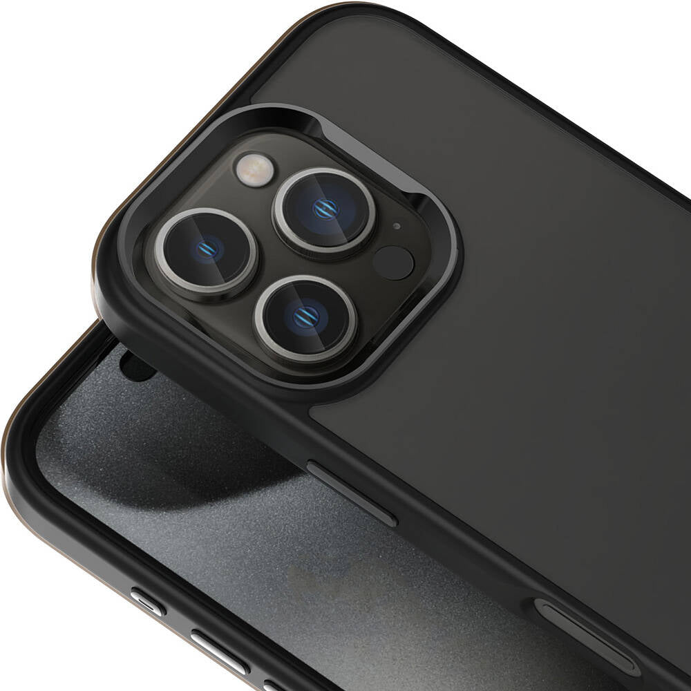 Apple iPhone 16 Pro Kılıf Magsafe Şarj Özellikli Parlak Kamera Çerçeveli Zore Kost Kapak Siyah