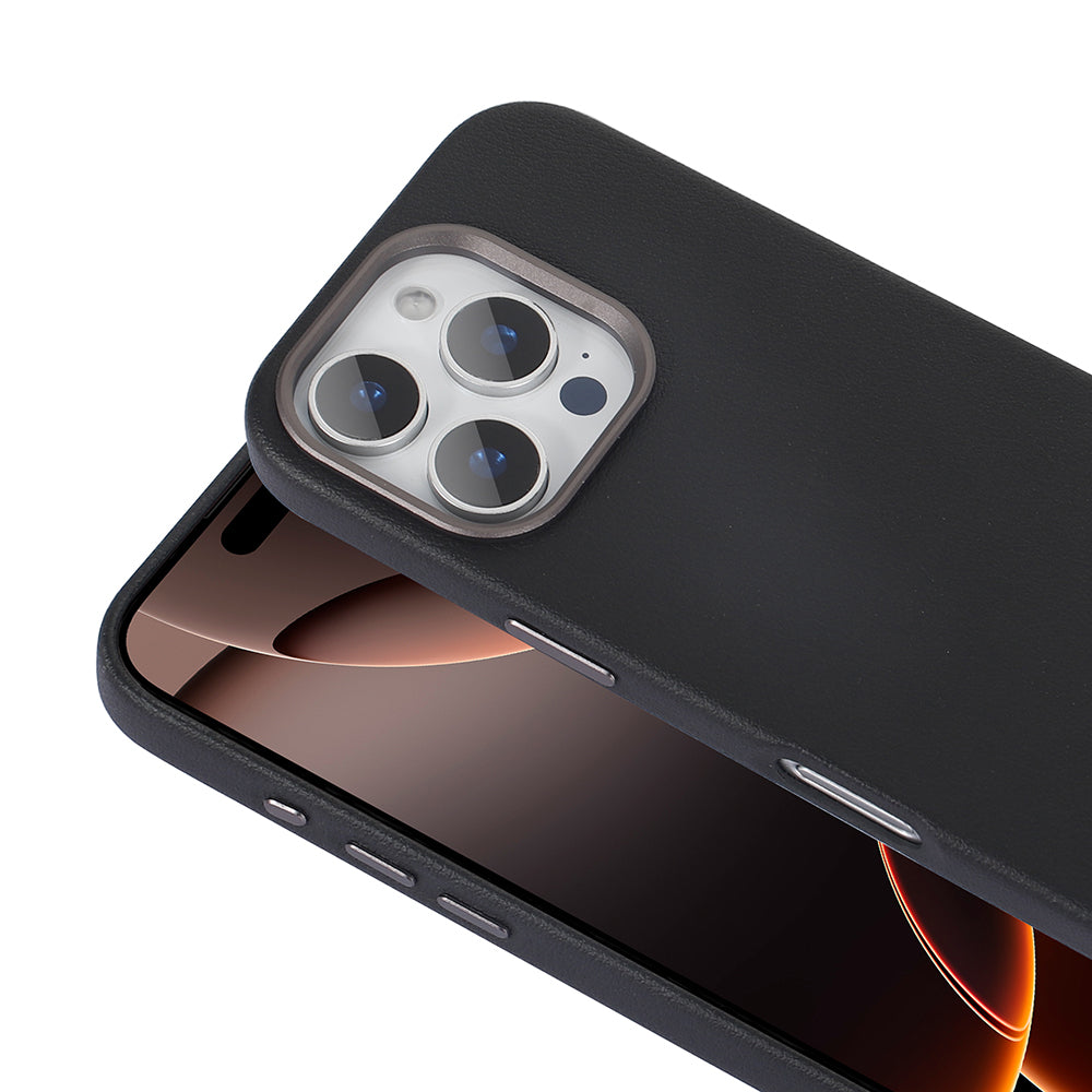 Apple iPhone 16 Pro Kılıf Magsafe Şarj Özellikli PU Deri Zore Adora Kapak Siyah
