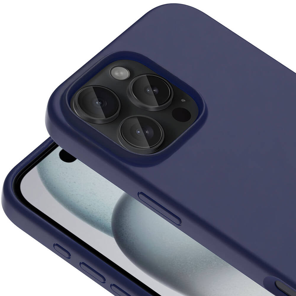 Apple iPhone 16 Pro Kılıf Magsafe Şarj Özellikli Sıvı Teknolojili Silinebilir Sert Zore Kivi Kapak Lacivert
