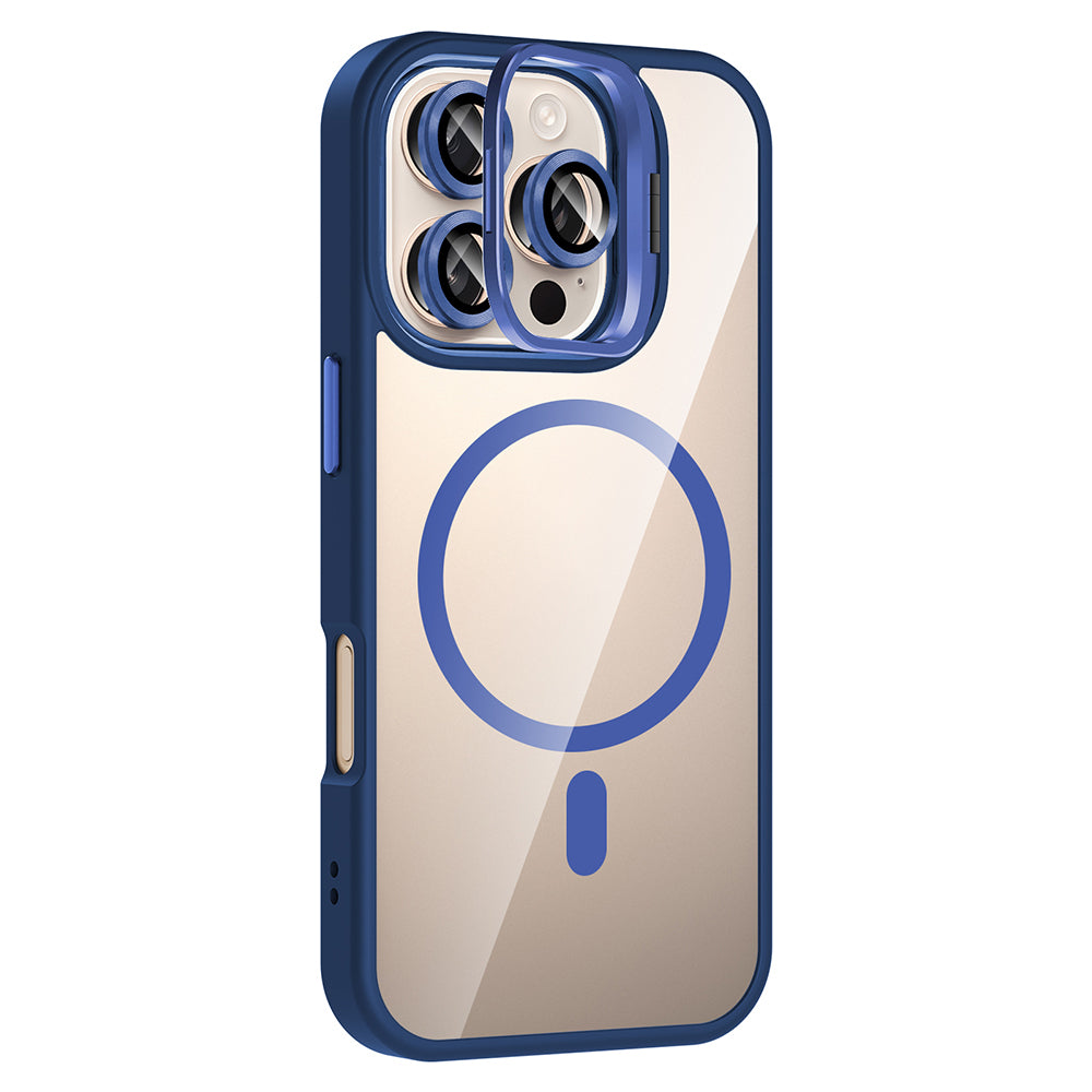 Apple iPhone 16 Pro Kılıf Standlı ve Kamera Lens Hediyeli M-Safe Şarj Özellikli Zore Etro Kapak Desert Titanyum