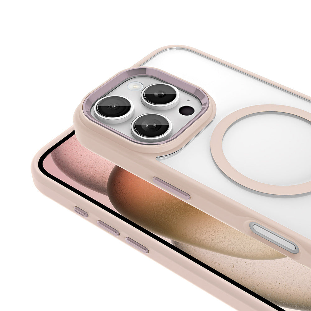 Apple iPhone 16 Pro Kılıf Wireless Şarj Özellikli Zore Krom Magsafe Silikon Kapak Gold