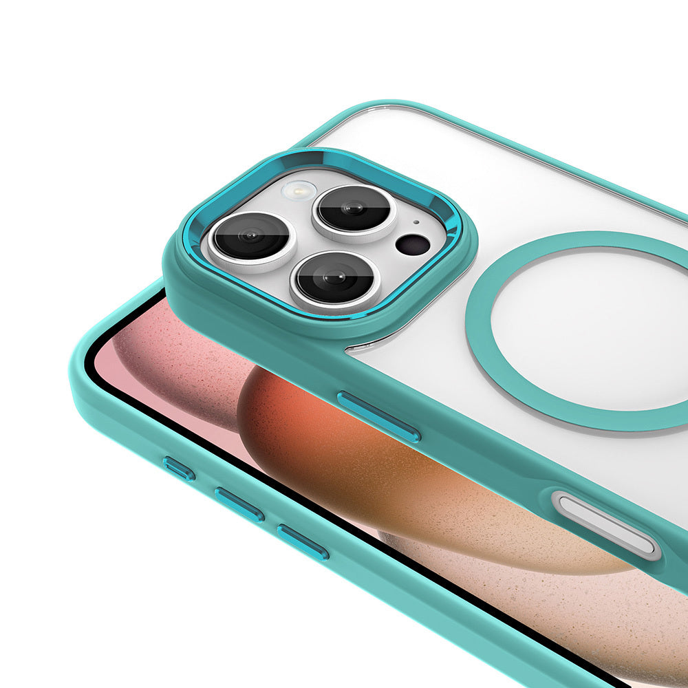 Apple iPhone 16 Pro Kılıf Wireless Şarj Özellikli Zore Krom Magsafe Silikon Kapak Rose Gold