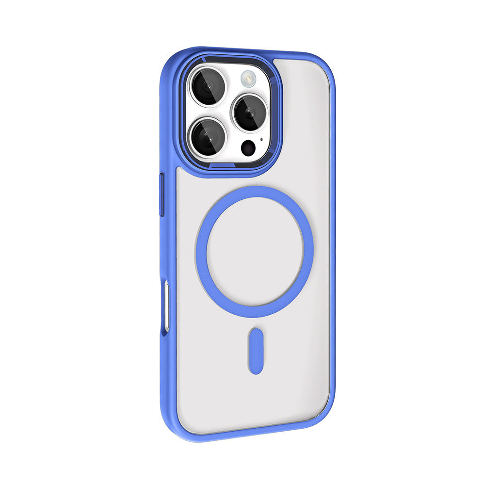 Apple iPhone 16 Pro Kılıf Wireless Şarj Özellikli Zore Krom Magsafe Silikon Kapak Pembe