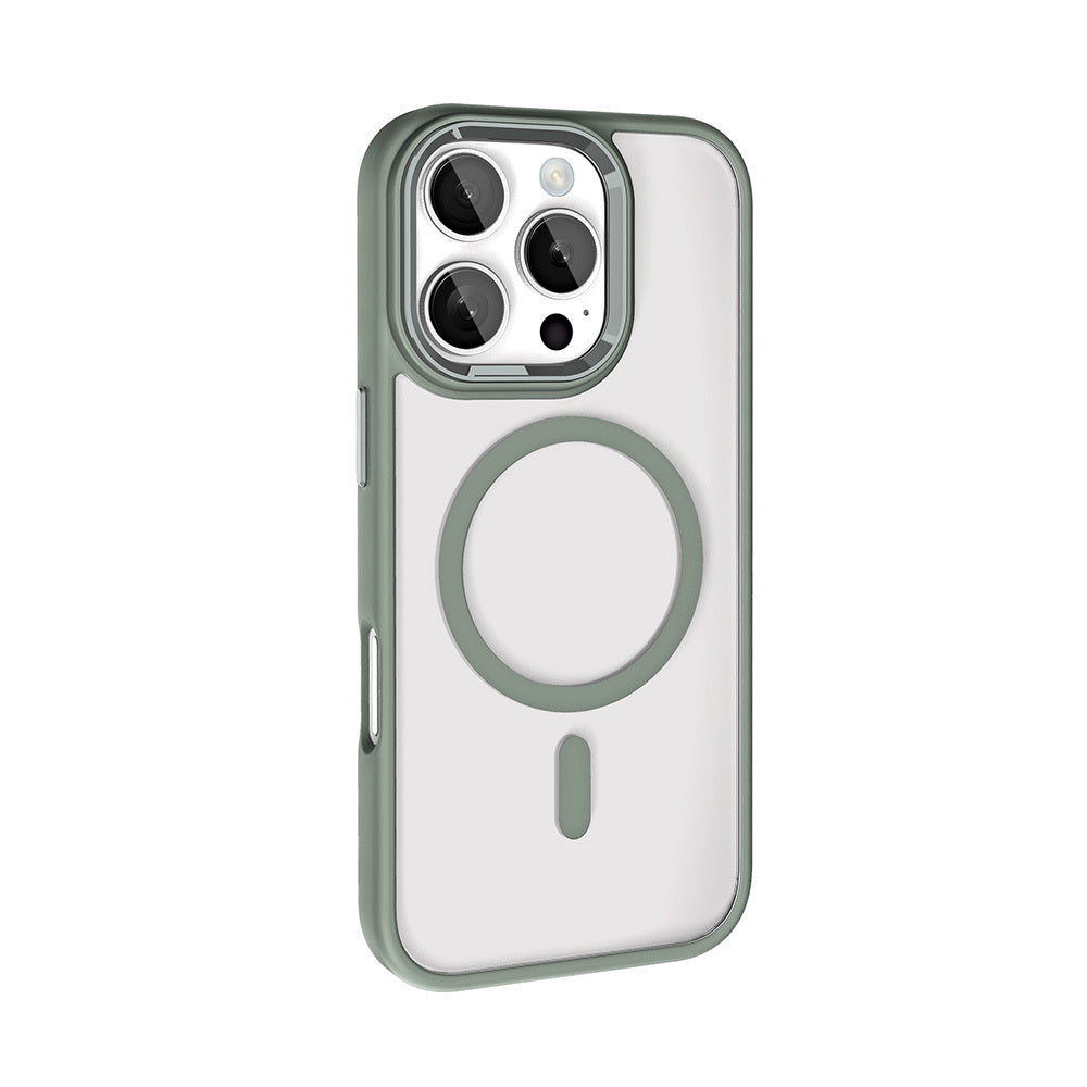 Apple iPhone 16 Pro Kılıf Wireless Şarj Özellikli Zore Krom Magsafe Silikon Kapak Rose Brown