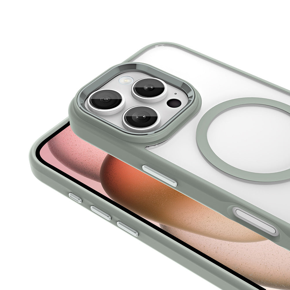 Apple iPhone 16 Pro Kılıf Wireless Şarj Özellikli Zore Krom Magsafe Silikon Kapak Rose Gold