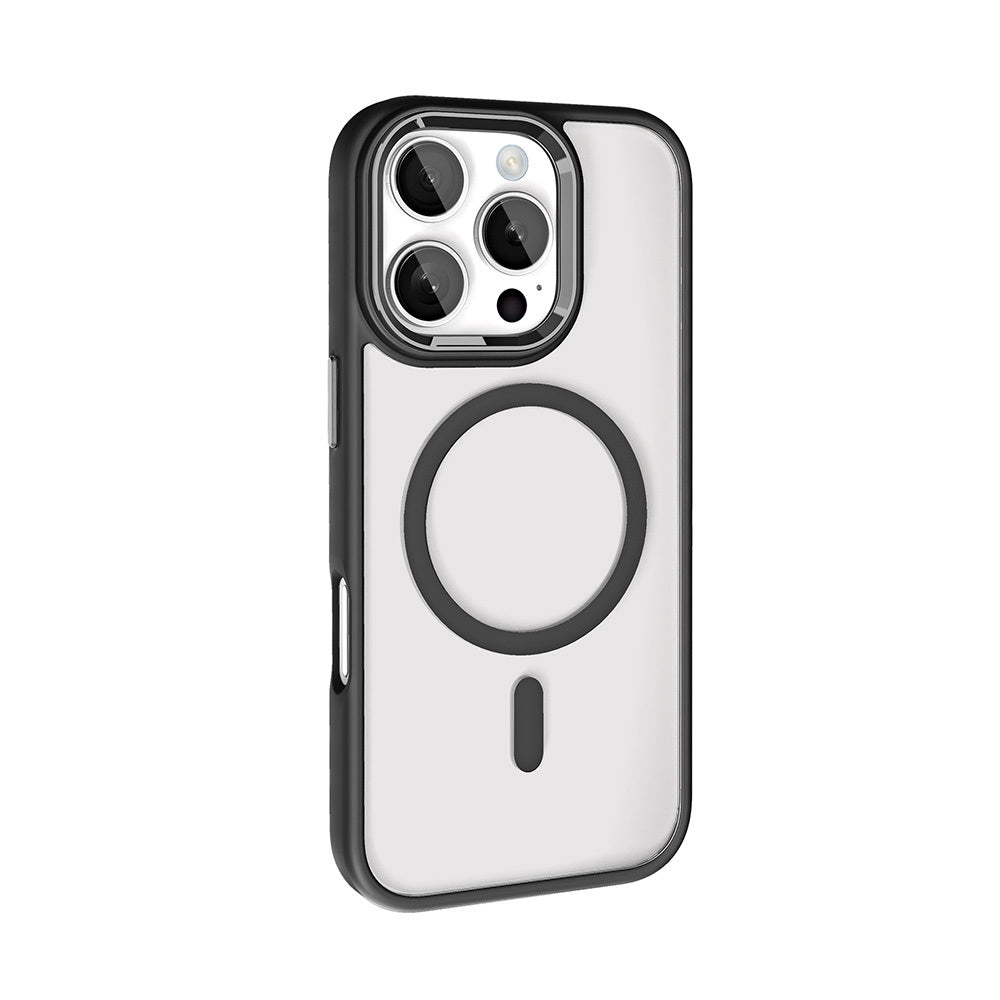 Apple iPhone 16 Pro Kılıf Wireless Şarj Özellikli Zore Krom Magsafe Silikon Kapak Rose Gold