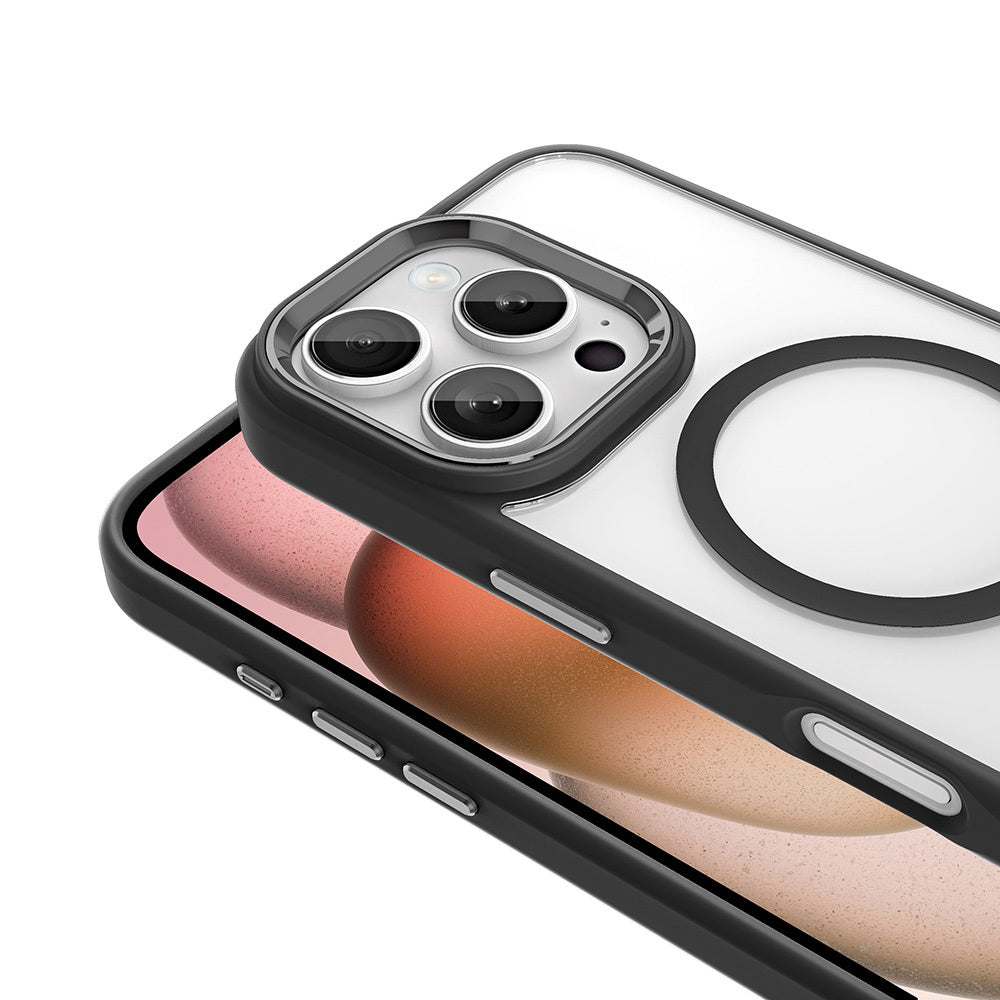 Apple iPhone 16 Pro Kılıf Wireless Şarj Özellikli Zore Krom Magsafe Silikon Kapak Gümüş