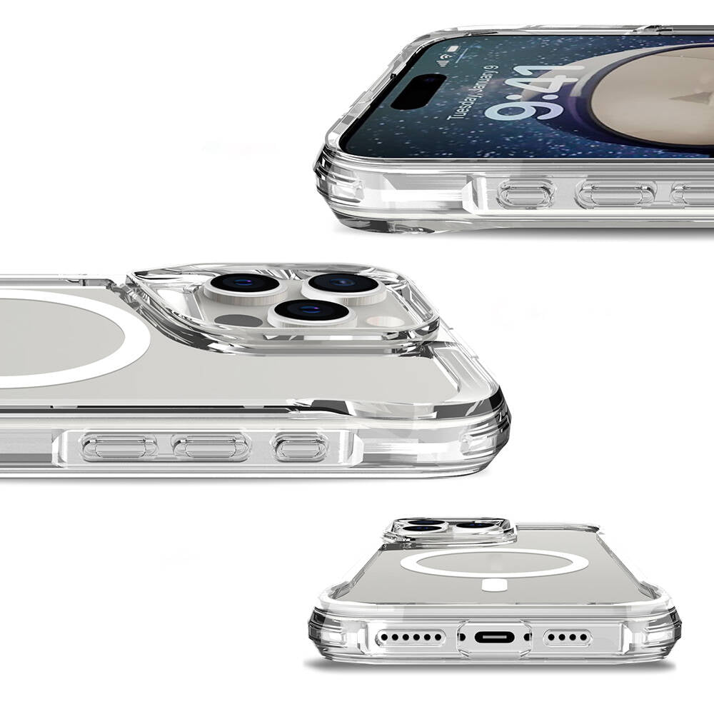 Apple iPhone 16 Pro Kılıf Zore Magsafe Şarj Özellikli T-Max Magsafe Kapak Şeffaf