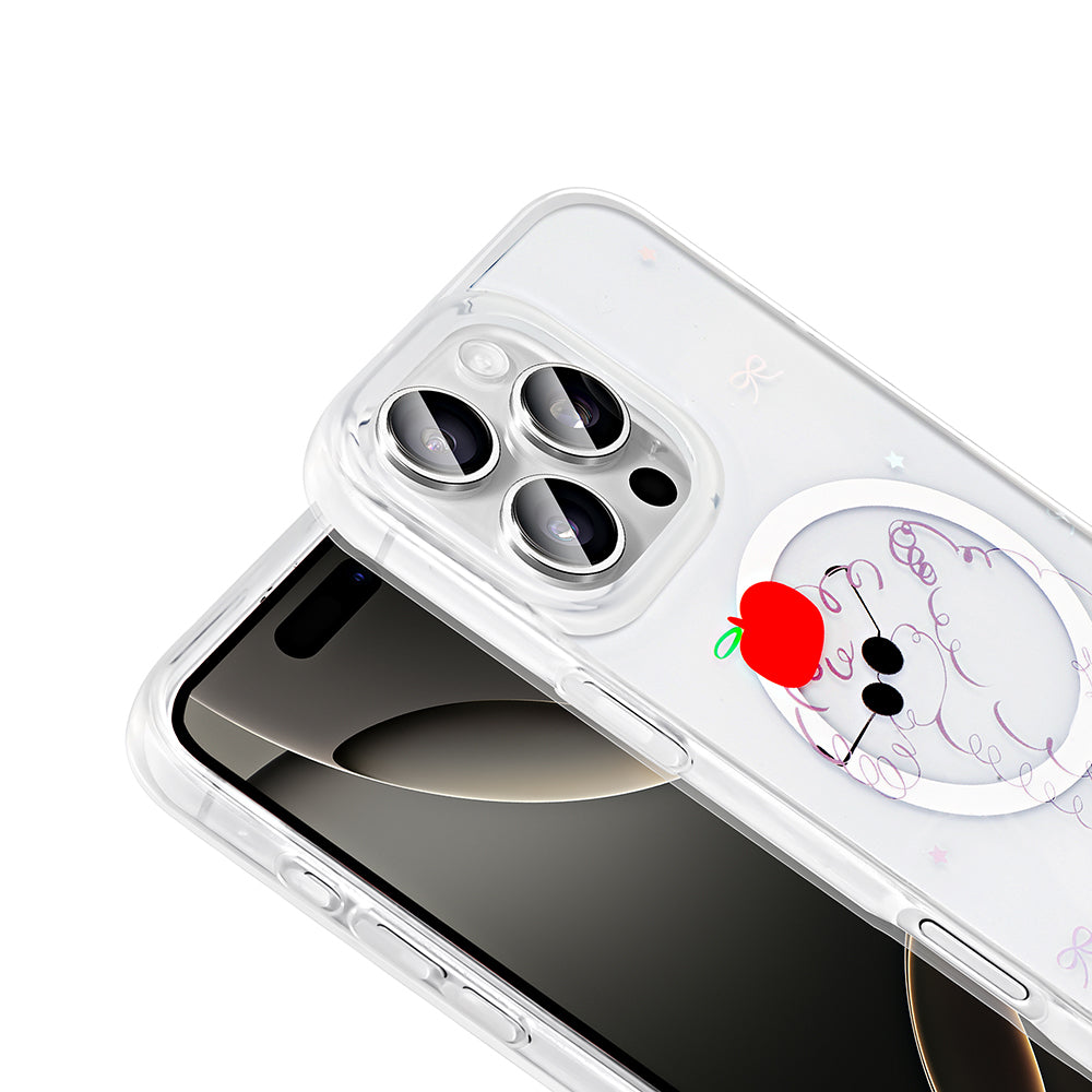 Apple iPhone 16 Pro Max Kılıf M-Safe Şarj Özellikli Şeffaf Zore Folk Sert Kapak Sevimli Köpek