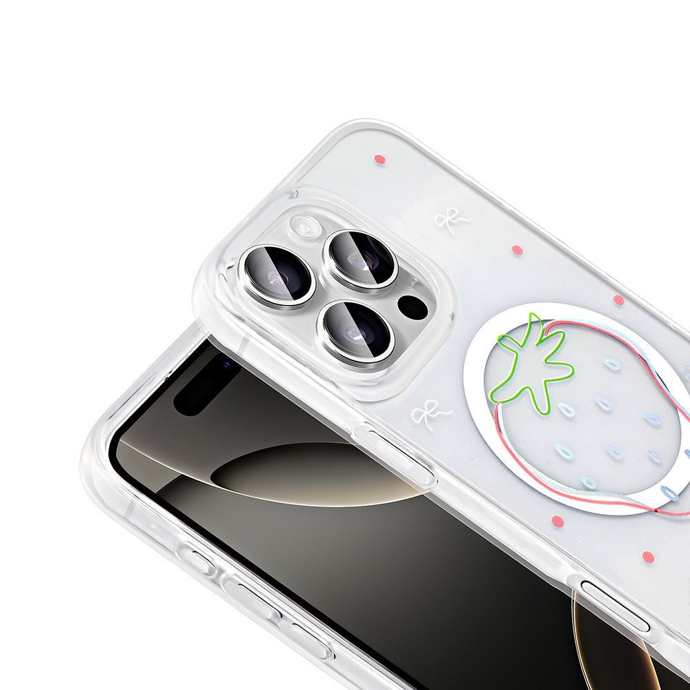 Apple iPhone 16 Pro Max Kılıf M-Safe Şarj Özellikli Şeffaf Zore Folk Sert Kapak Fiyonk