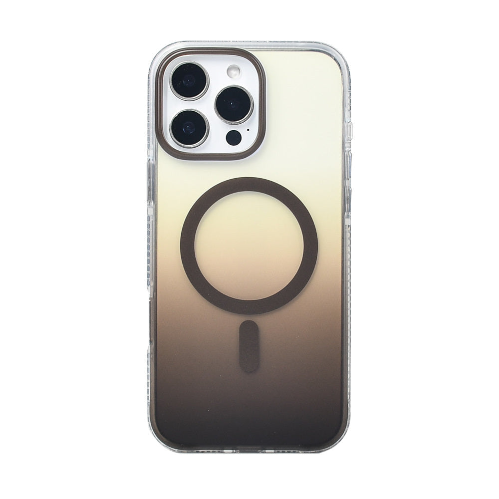 Apple iPhone 16 Pro Max Kılıf M-safe Şarj Özellikli Transparan Renk Geçişli Zore Toros Kapak Gri