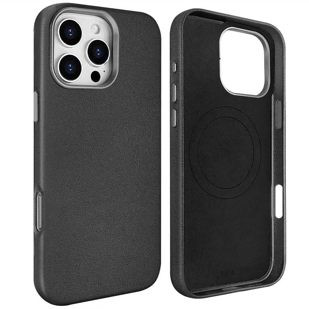 Apple iPhone 16 Pro Max Kılıf Magsafe Şarj Özellikli PU Deri Zore Adora Kapak Desert Titanyum