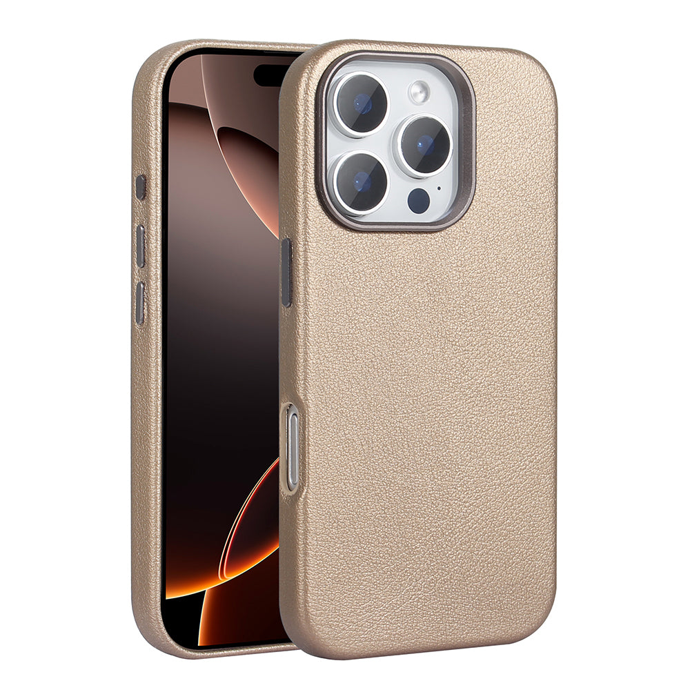 Apple iPhone 16 Pro Max Kılıf Magsafe Şarj Özellikli PU Deri Zore Adora Kapak Desert Titanyum