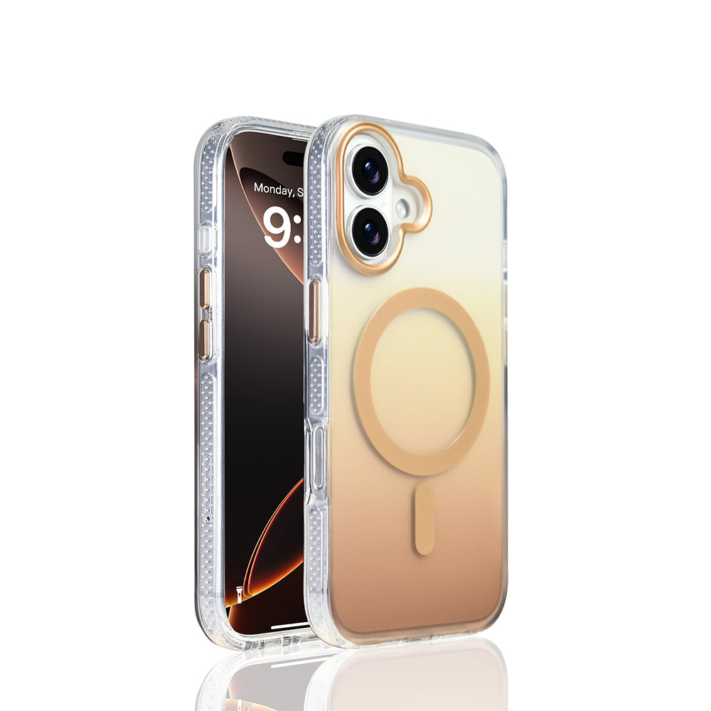 Apple iPhone 17 Kılıf M-safe Şarj Özellikli Transparan Renk Geçişli Zore Toros Kapak Gri