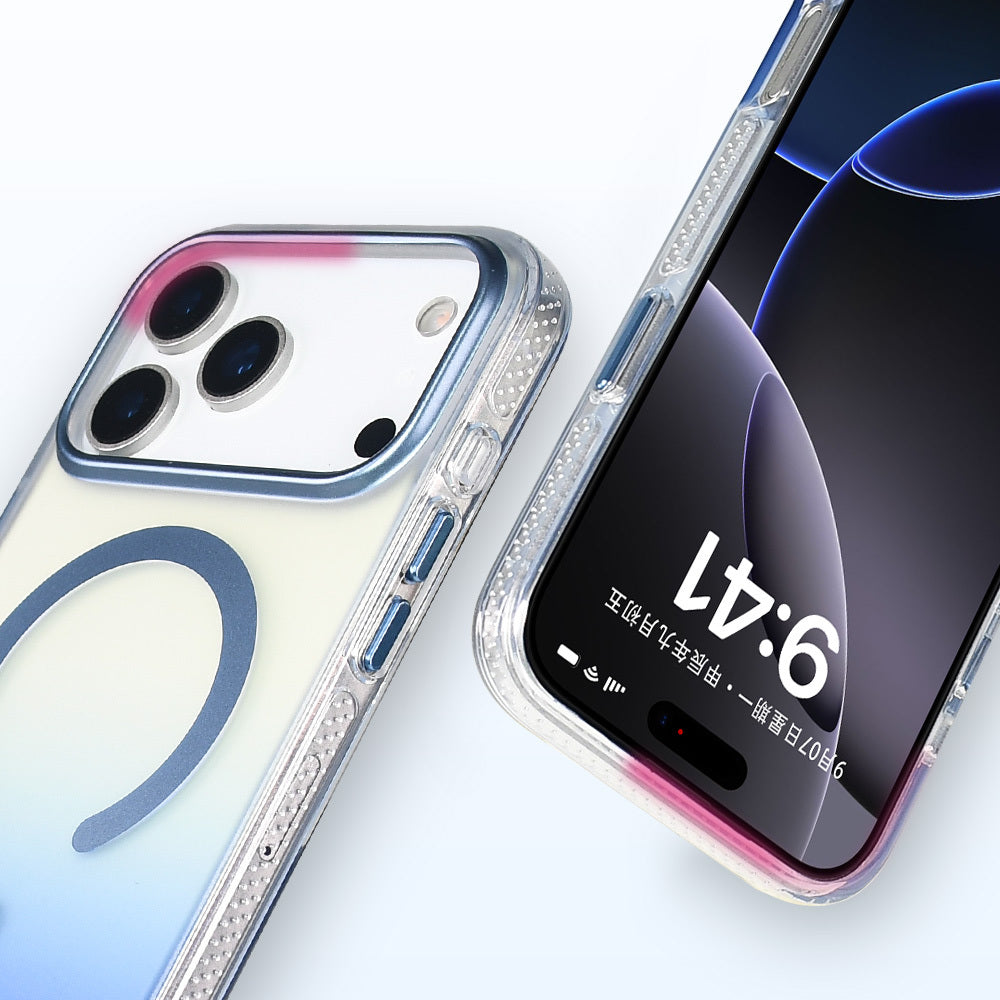 Apple iPhone 17 Pro Max Kılıf M-safe Şarj Özellikli Transparan Renk Geçişli Zore Toros Kapak Siyah