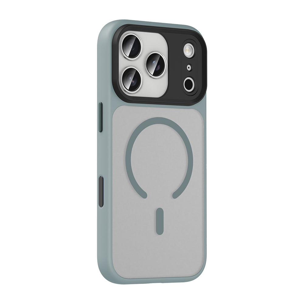 Apple iPhone 17 Pro Max Kılıf Mat Arka Yüzey Wireless Şarj Özellikli Zore Flet M-safe Kapak Lacivert