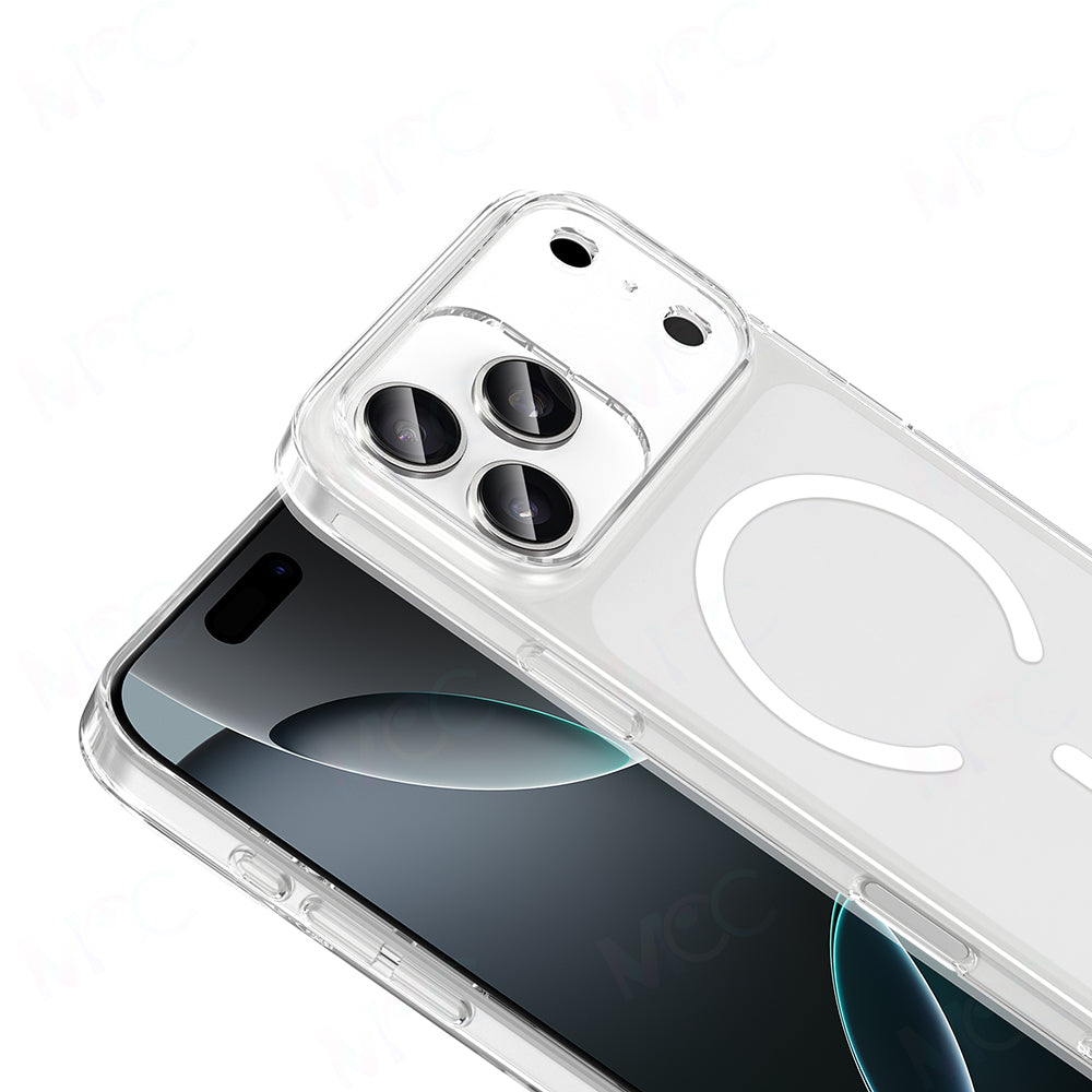 Apple iPhone 17 Pro Max Kılıf Zore M-safe Şarj Özellikli Şeffaf Kamera Çerçeveli Porto Kapak Şeffaf