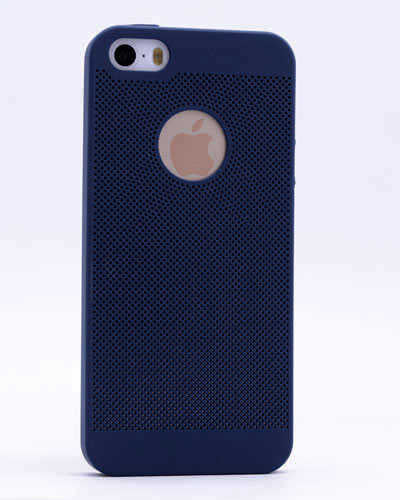 Apple iPhone 5 Kılıf Zore Delikli Rubber Kapak Lacivert