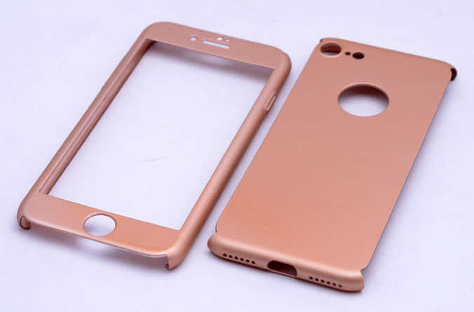 Apple iPhone 5 Kılıf Zore 360 3 Parçalı Rubber Kapak Gold
