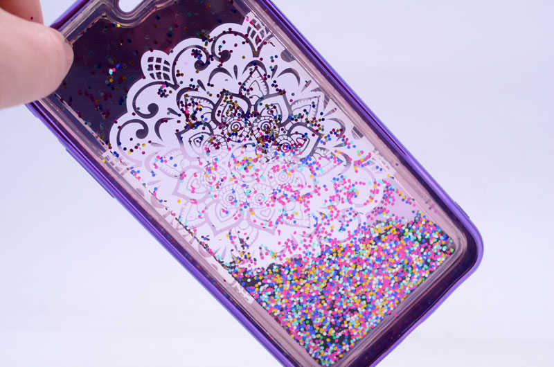 Apple iPhone 6 Kılıf Zore Lazer Çiçekli Sıvılı Silikon Gümüş