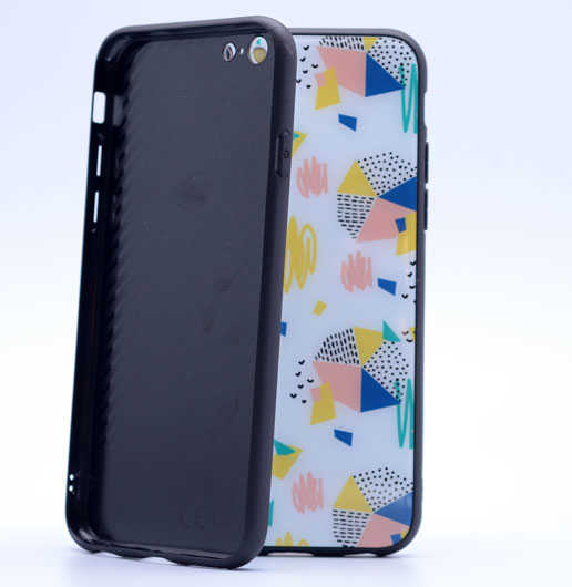 Apple iPhone 6 Plus Kılıf Zore Ebruli Cam Kapak Yeni Desen NO10