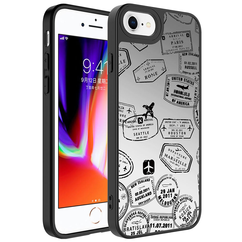 Apple iPhone 7 Kılıf Aynalı Desenli Kamera Korumalı Parlak Zore Mirror Kapak Seyahat