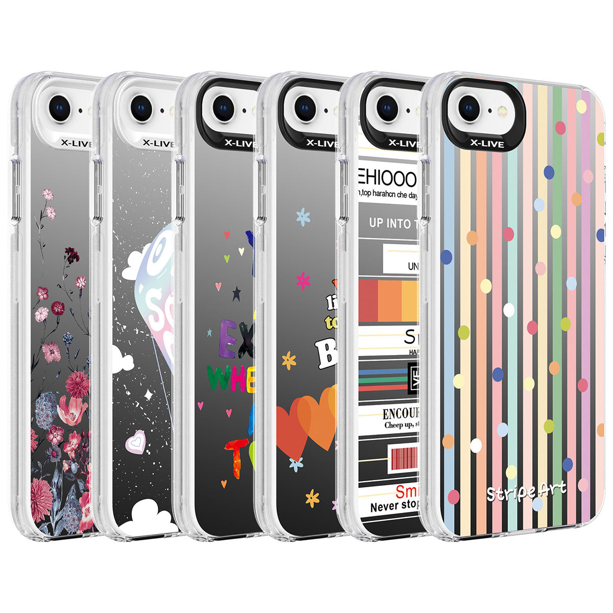 Apple iPhone 7 Kılıf Desenli Zore Silver Sert Kapak Kalp