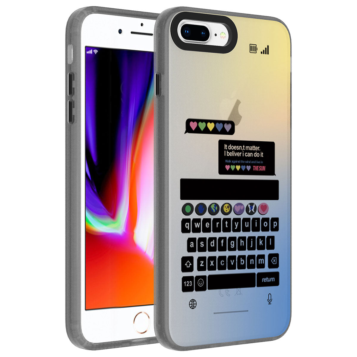 Apple iPhone 7 Plus Kılıf Desenli Zore Dragon Sert Kapak Klavye