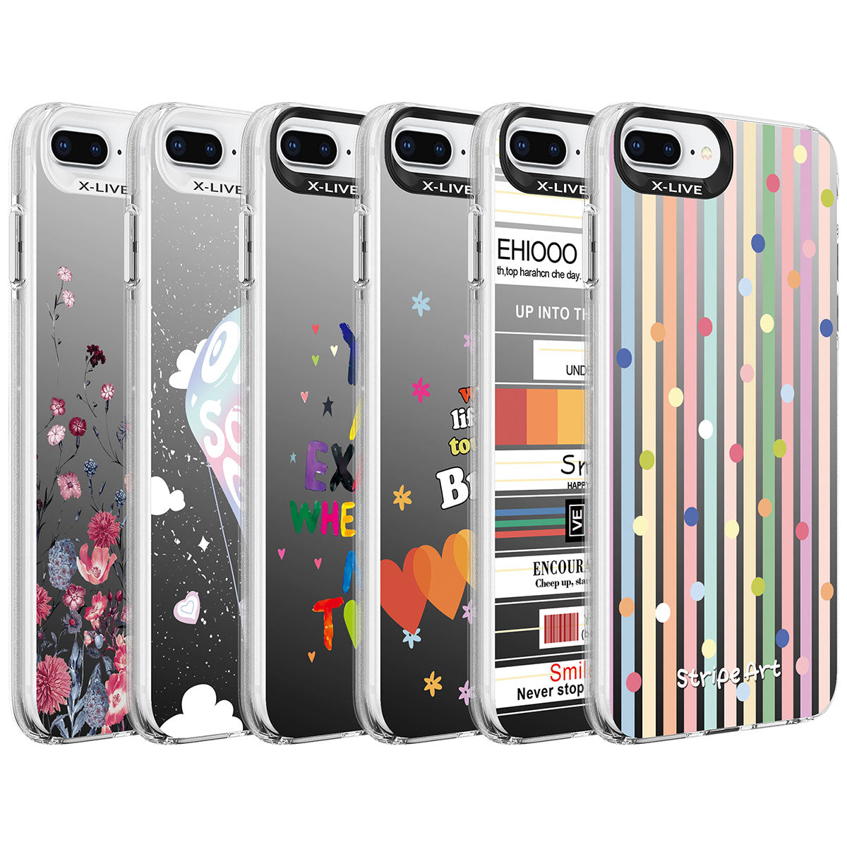 Apple iPhone 7 Plus Kılıf Desenli Zore Silver Sert Kapak Noktalar