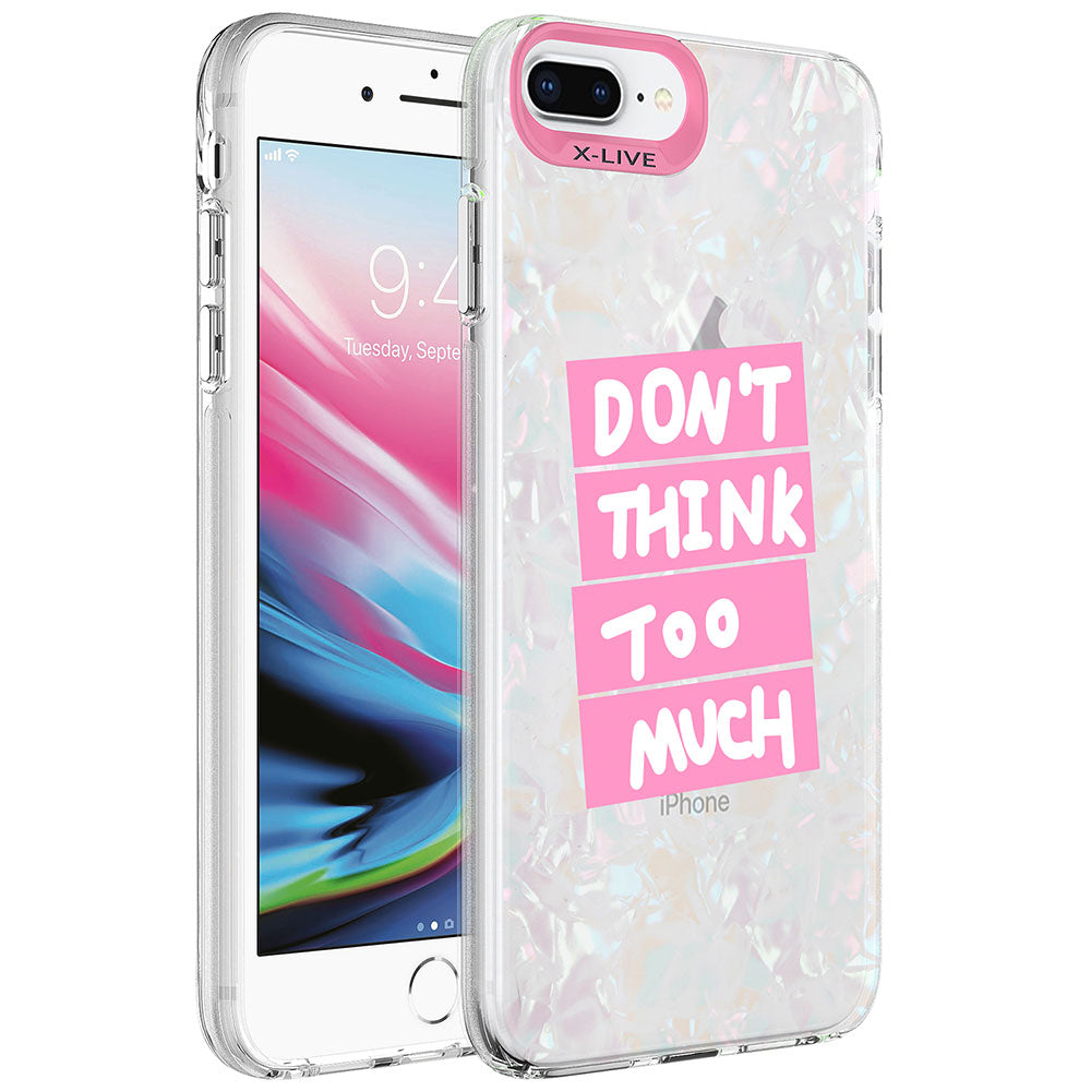 Apple iPhone 7 Plus Kılıf Mermer Desenli Zore Marbello Kapak Pembe