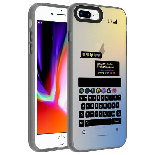 Apple iPhone 8 Plus Kılıf Desenli Zore Dragon Sert Kapak Klavye