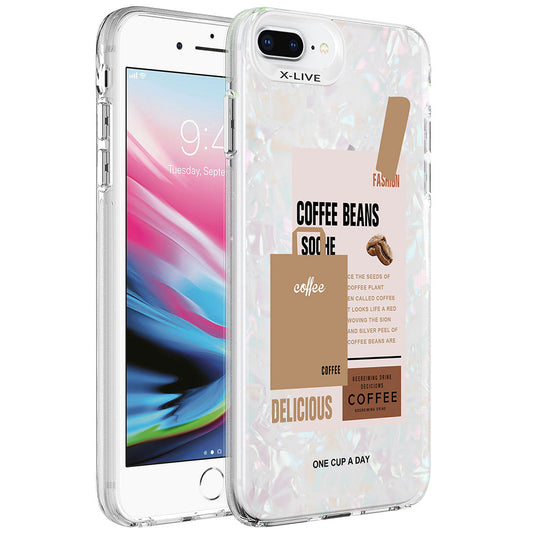 Apple iPhone 8 Plus Kılıf Mermer Desenli Zore Marbello Kapak Kahverengi