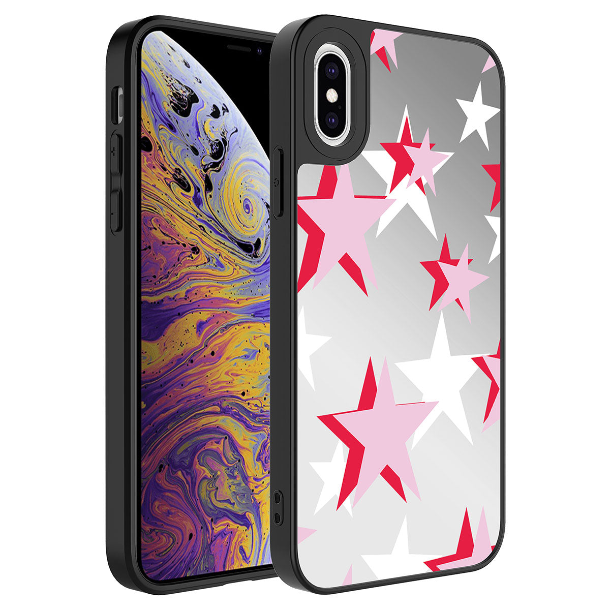 Apple iPhone X Kılıf Aynalı Desenli Kamera Korumalı Parlak Zore Mirror Kapak Yazı
