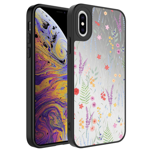 Apple iPhone X Kılıf Aynalı Desenli Kamera Korumalı Parlak Zore Mirror Kapak Dallar