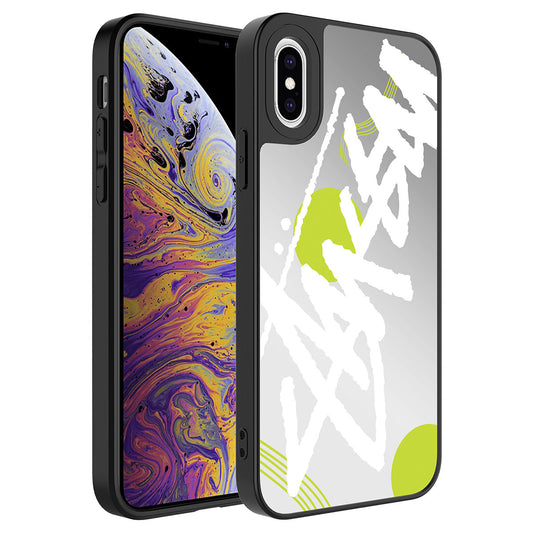 Apple iPhone X Kılıf Aynalı Desenli Kamera Korumalı Parlak Zore Mirror Kapak Yazı