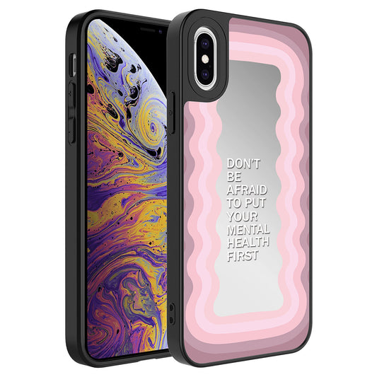 Apple iPhone X Kılıf Aynalı Desenli Kamera Korumalı Parlak Zore Mirror Kapak Ayna