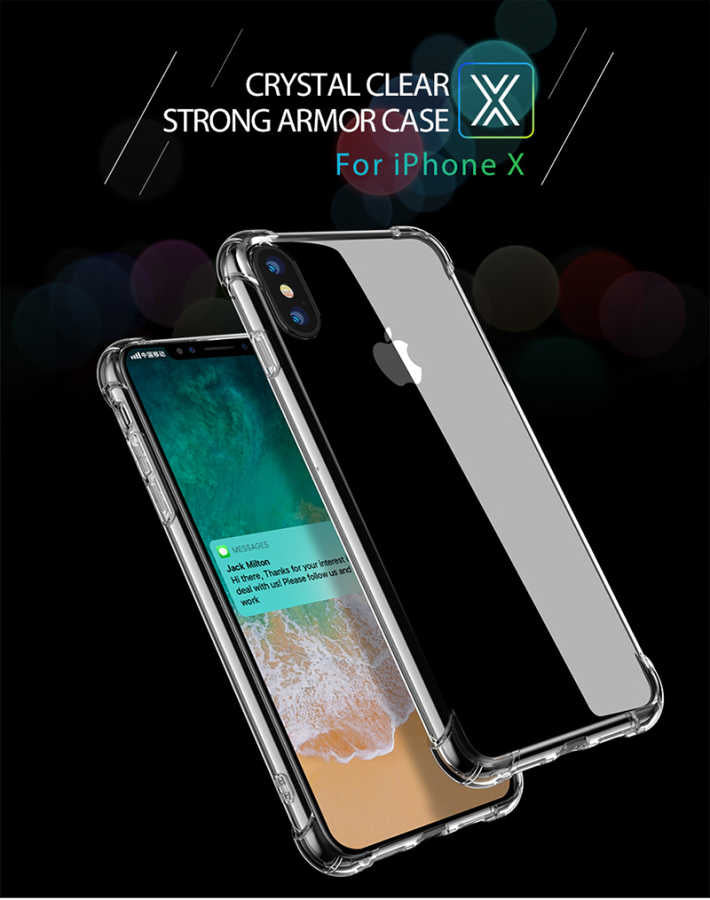 Apple iPhone X Kılıf Zore Nitro Anti Shock Silikon Renksiz