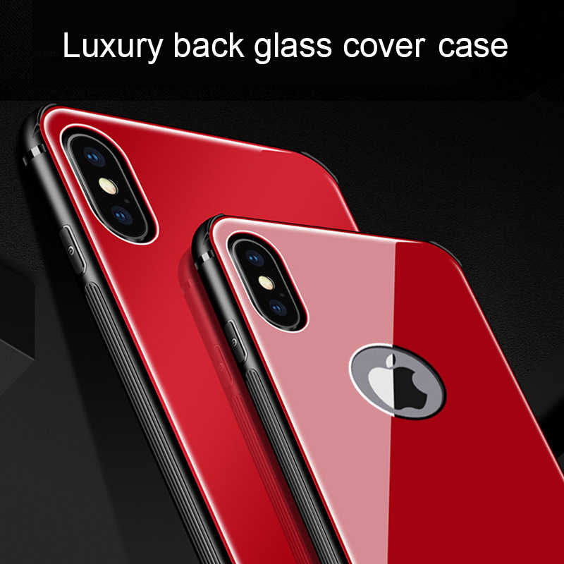 Apple iPhone X Kılıf Zore Düz Renkli Ebruli Cam Kapak Mavi