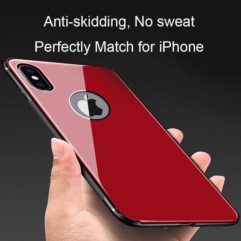 Apple iPhone X Kılıf Zore Düz Renkli Ebruli Cam Kapak Mavi