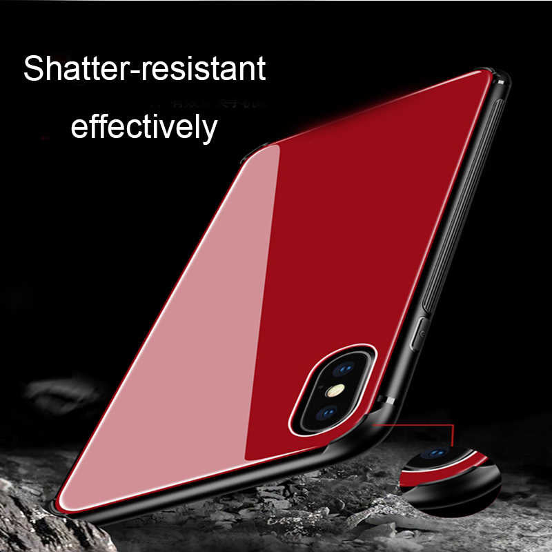 Apple iPhone X Kılıf Zore Düz Renkli Ebruli Cam Kapak Mavi