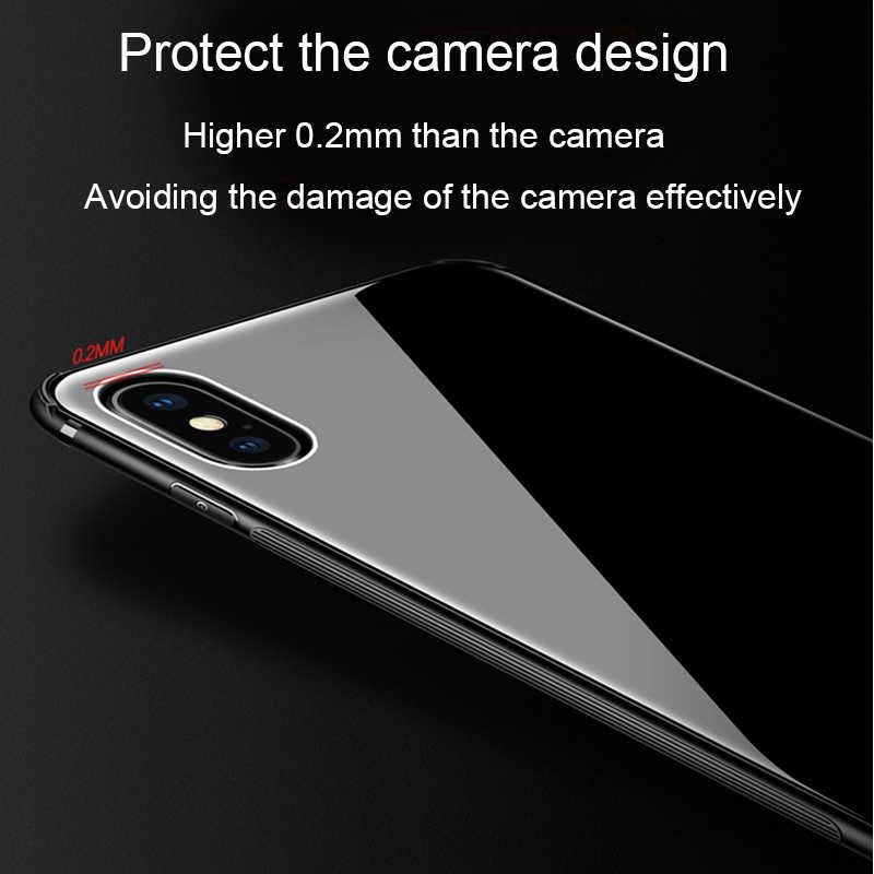Apple iPhone X Kılıf Zore Düz Renkli Ebruli Cam Kapak Mavi