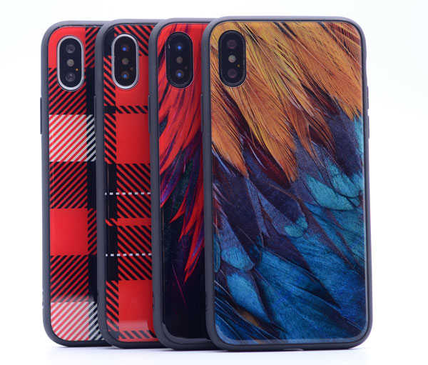 Apple iPhone X Kılıf Zore Ebruli Cam Kapak NO4