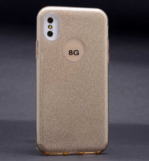 Apple iPhone X Kılıf Zore Shining Silikon Gold