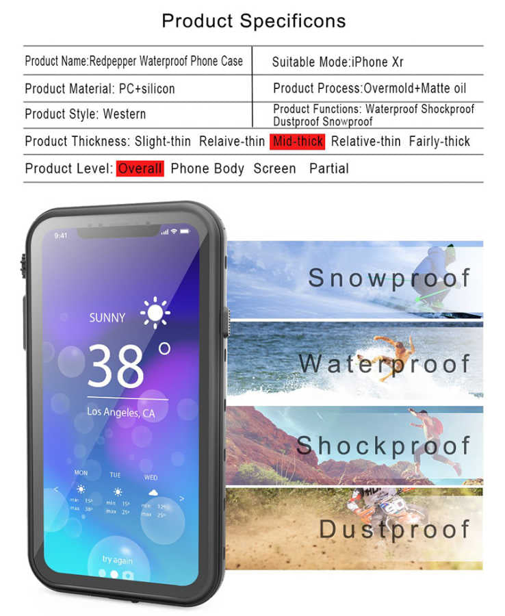 Apple iPhone XR 6.1 Kılıf Zore 1-1 Su Geçirmez Kılıf Siyah